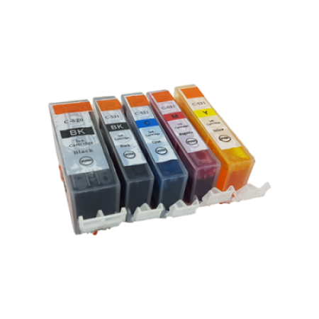 Compatible Canon CLI-521 and PGI-520 Ink Complete Pack (No Grey) - 5 Inks