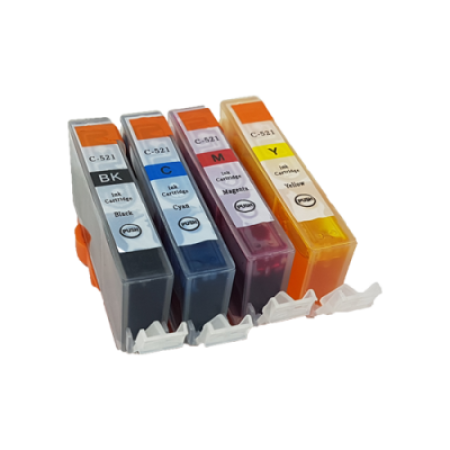 Compatible Canon CLI-521 Ink Complete Pack - 4 Inks ( No Grey )