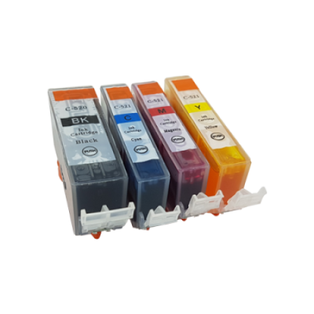Compatible Canon PGI-520BK CLI-521C/M/Y Ink Cartridge Pack - 4 Inks
