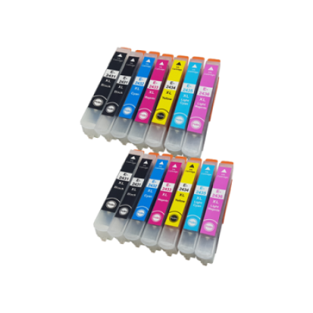 Compatible Epson 24XL Ink Cartridge 14 Pack - Extra Blacks