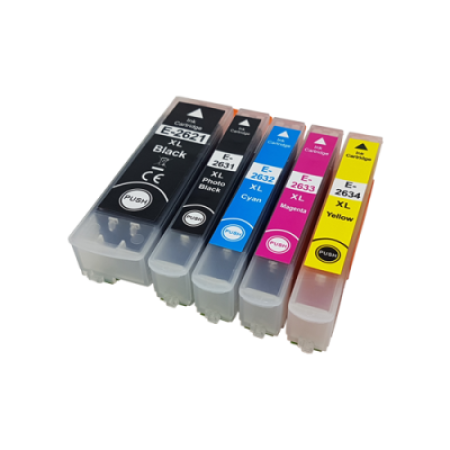 Compatible Epson 26XL Multipack Ink Cartridges (Both Blacks) [5 Pack] BK/C/M/Y/PB