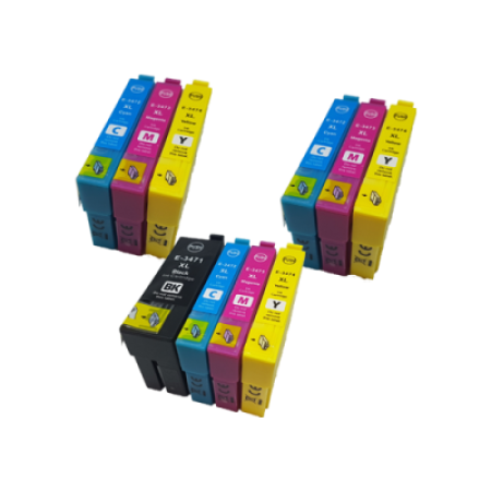 Compatible Epson 34XL T3471/2/3/4 Ink Cartridge Colour Mixed Pack - 10 Inks