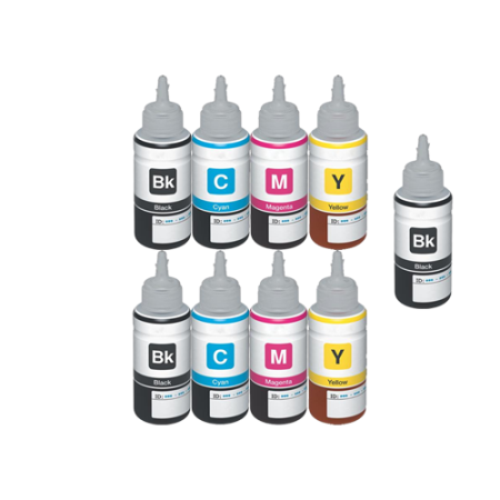 Compatible Epson T6641 Ecotank Ink Bottle Twin Multipack + Extra Black - 9 Inks