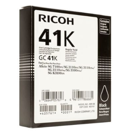 Ricoh GC41K Original Black Gel Ink Cartridge High Capacity 405761 