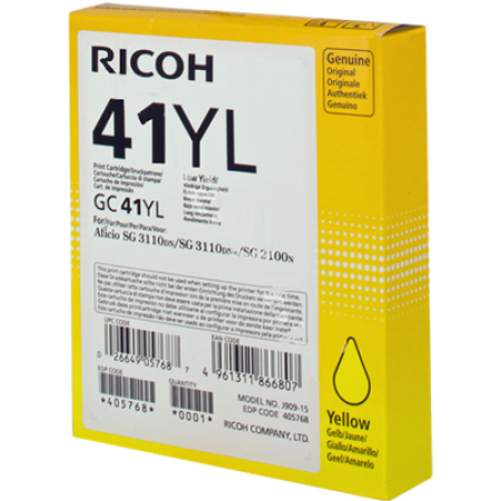 Ricoh GC41YL Original Yellow Gel Standard Capacity Ink Cartridge 405768 